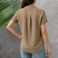 thumbnail image 3 of UQJfacai Womens V Neck T-Shirt Summer Cotton Linen Short Sleeve Tops Beach Vacation Clothes Casual Henley Tee Shirts with Pocket S-2XL, 3 of 9