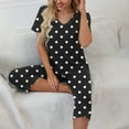 thumbnail image 5 of Womens Pajamas Set Short Sleeve V Neck Top with Capri Pants with Pockets Casual Sleepwear Pjs Loungewear Sets S-XXL, 5 of 6