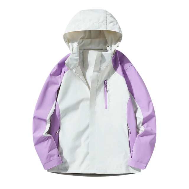 Pisexur Manteau de Pluie Léger pour Femmes Imperméable à Blocs de Couleur Manteau de Pluie Coupe-Vent Manteaux de Pluie Imperméables avec Capuchon L-5TG