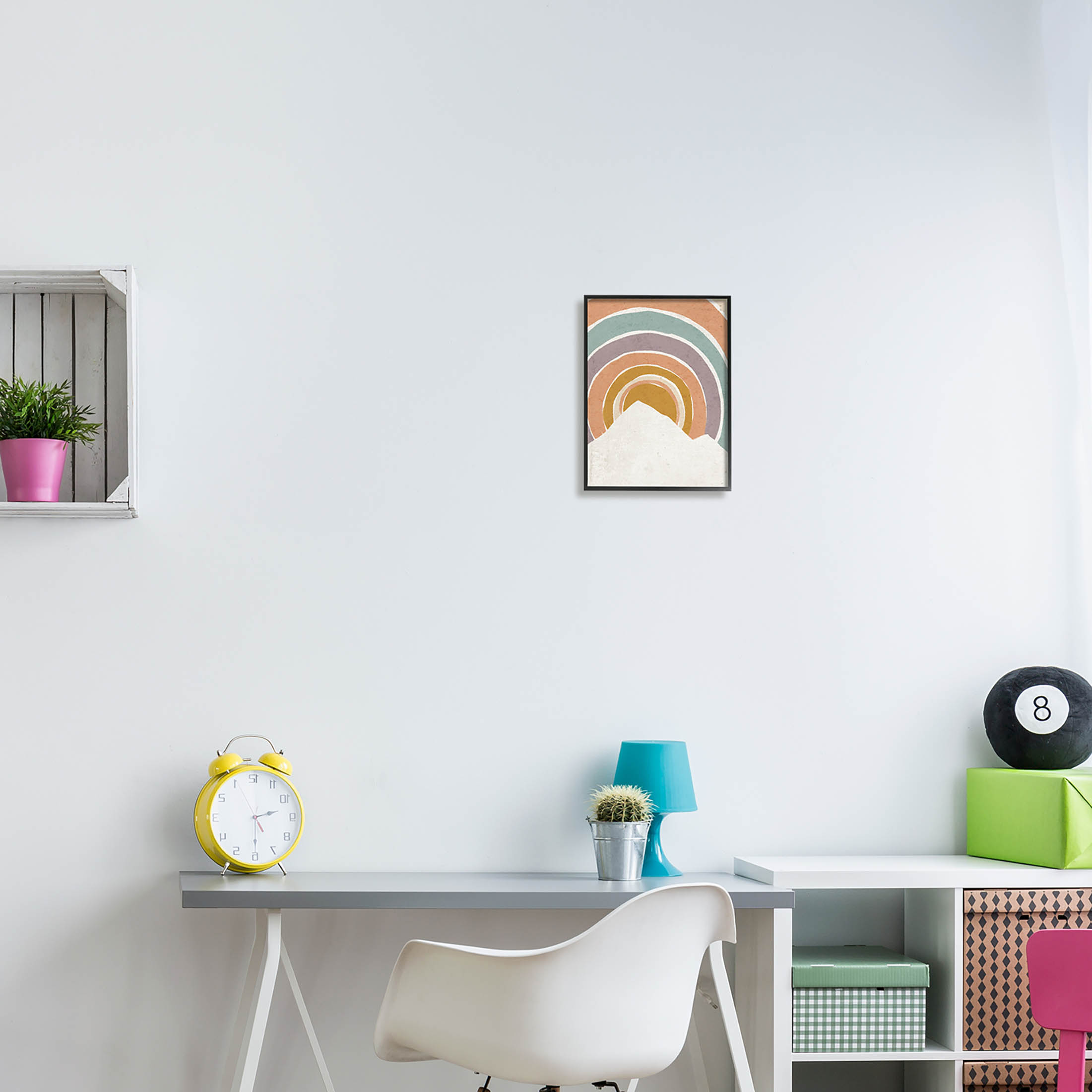 Stupell Industries Circular Geometric Mountain Landscape Graphic Art Black Framed Art Print Wall Art, Design by Loni Harris