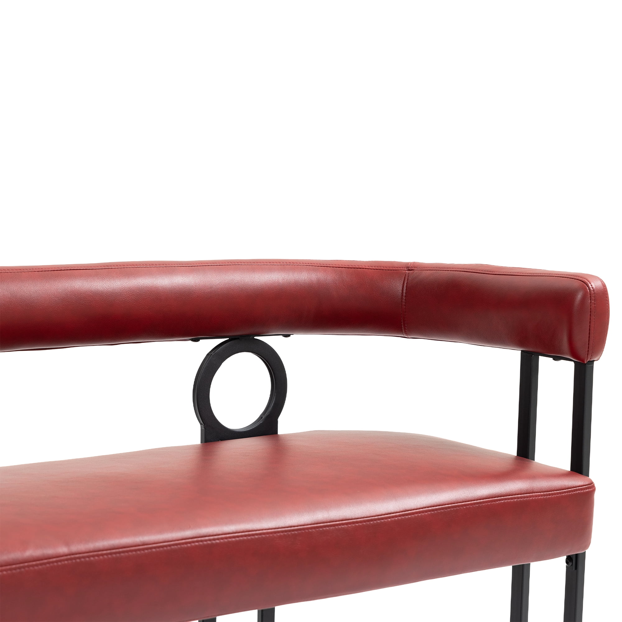 MAYEERTY House Hold Modern Loveseat 2 Seater Sofa Chenille Fabric Couch with Arms and Metal Legs for Living Room, Home Office, Studio (Wine Red PU)
