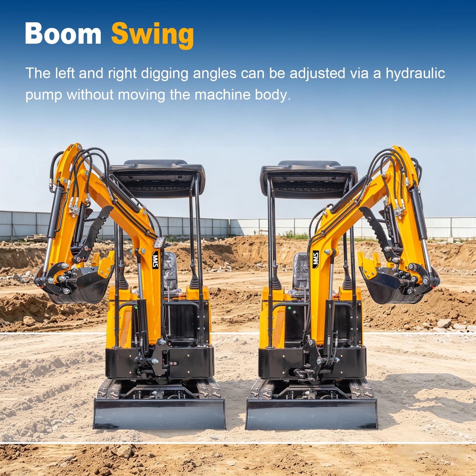 MMS 1.5 Ton Mini Excavator, Pilot Control, Swing Boom, B&S 13.5HP 420cc EPA GAS Engine Crawler Small Digger Machine MS15