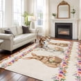 thumbnail image 2 of Large Area Rugs for Living Room Bedroom, Easter Bunny Eggs 5'x8' Rug Washable Carpet Runner Indoor Outdoor, Spring Flowers Rabbits Plants Retro Beige Non Slip Floor Mats Rug for Kitchen, Bathroom, 2 of 8