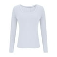 thumbnail image 4 of FAIWAD Going Out Tops for Women Long Sleeve Scoop Neck Ribbed Knit Shirts Slim Fitted Casual Clothes, 4 of 7