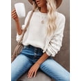 thumbnail image 5 of Asyoly Women's Crew Neck Chunky Knit Sweater Long Lantern Sleeve Casual Oversized Pullover Cute Jumper Solid Color Tops, 5 of 8