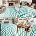 thumbnail image 5 of 6'x9' Area Rugs, Teal Chevron Indoor Outdoor Area Rug for Living Room Bedroom, Ombre Geometric Ocean Wave V-shaped Washable Bathroom Rugs Kitchen Floor Carpet Mats Home Decor Aesthetic, 5 of 8