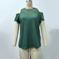 thumbnail image 6 of Jalioing Summer Tunic Shirts for Women Cold Shoulder Short Sleeve Hollowed Fashion Tops Casual Trendy Blouses, 6 of 9