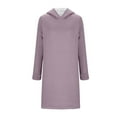 thumbnail image 4 of Efsteb Winter Fashion Dresses for Women 2025 Thick Fleece Dresses Long Sleeve Hoodies Dress Sweatshirt Thermal Dress (Purple,M), 4 of 6