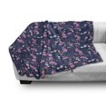 thumbnail image 2 of Floral Soft Flannel Fleece Throw Blanket, Butterflies Pointy Petals Ladybird Night Themed Bouquet, Cozy Plush for Indoor and Outdoor Use, 50" x 70", Pale Pink Dark Mustard, by Ambesonne, 2 of 5