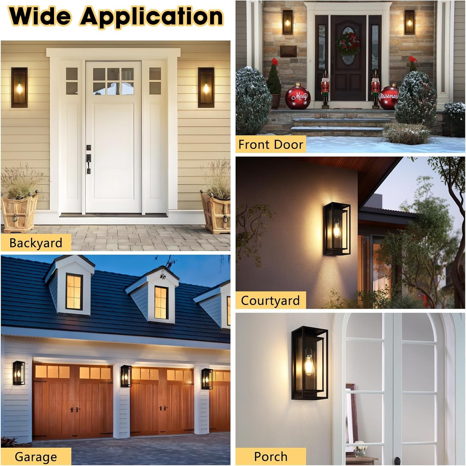 16.5'' Large Outdoor Wall Light Fixtures Porch Wall Lanterns Exterior Waterproof Lanterns Porch Sconces Wall Mounted Lighting with E26 Sockets & Glass Shades