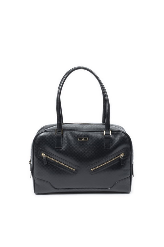Pre-Owned Gucci Black Bowling Shoulder Bag Shoulder Bag Microguccissima Leather