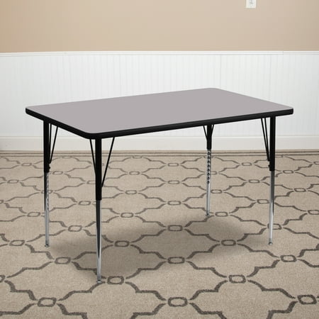 UPC: 0847254022996 | Flash Furniture 24 W x 48 L Rectangular Grey Thermal Laminate Activity Table – Standard Height Adjustable Legs