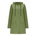 thumbnail image 2 of WTOBBY Women's Solid Stripe Mid-Length Hooded Waterproof Rain Jacket for Outdoor Sports and Sun Exposure, Windproof and Comfortable,Army Green L, 2 of 6