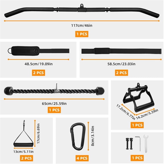 Cable Machine Attachment Set for Gym,LAT Pulldown Attachment,Home Gym Accessories for Weight Machine