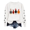 thumbnail image 1 of WEAIXIMIUNG Chandail en Molleton Court Grande Taille Noël Oversize Femmes Manches Longues Col Rond Chandails en Molleton Imprimé Poulet Léger Ample Haut, 1 of 5