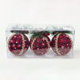 thumbnail image 2 of 8CM Red Plaid Foam Christmas Ball Ornament Tree Hanging Decor Set of 3, 2 of 5