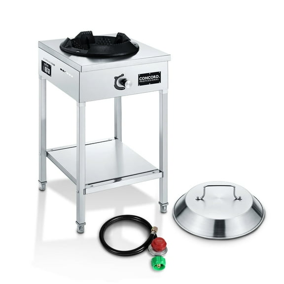 CONCORD PROFESSIONAL Burner Stainless Steel Commercial Wok Range Single Burner Outdoor Propane Stove. Great for Stir Fry, Outdoor Kitchen, Asian Cuisine
