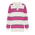 thumbnail image 3 of HAiming Womens Oversized Sweatshirt 2025 Trendy Striped V Neck Long Sleeve Shirts Fall Winter Casual Going out Blouses, 3 of 4