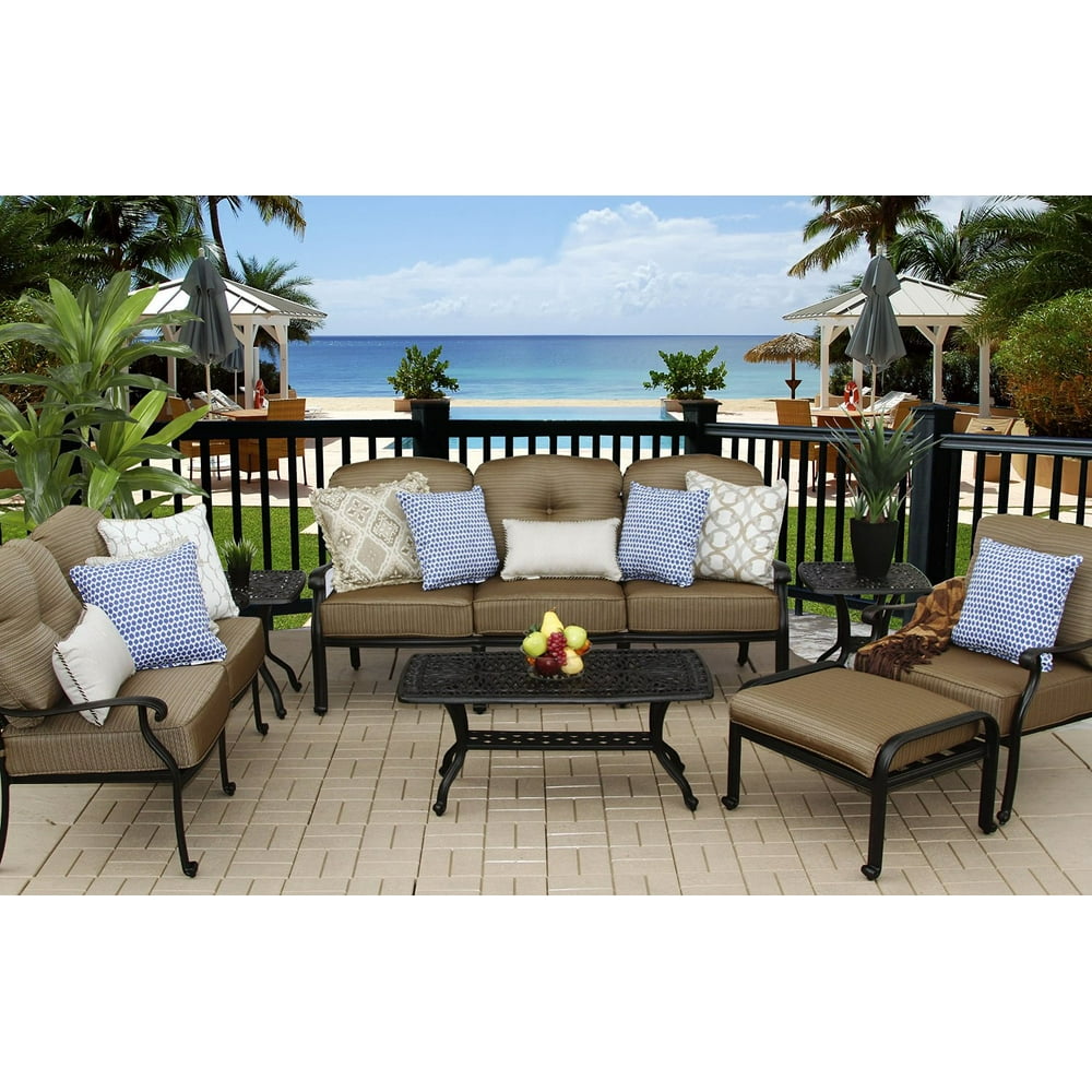 Elisabeth Outdoor Patio 6 Person Deep Seating Set Antique Bronze Finish