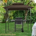 thumbnail image 5 of Tcbosik 8x5ft Grill Gazebo, Outdoor BBQ Gazebo with Shelves, Hooks and Bottle Opener for Patio, Garden, Backyard, Brown, 5 of 6