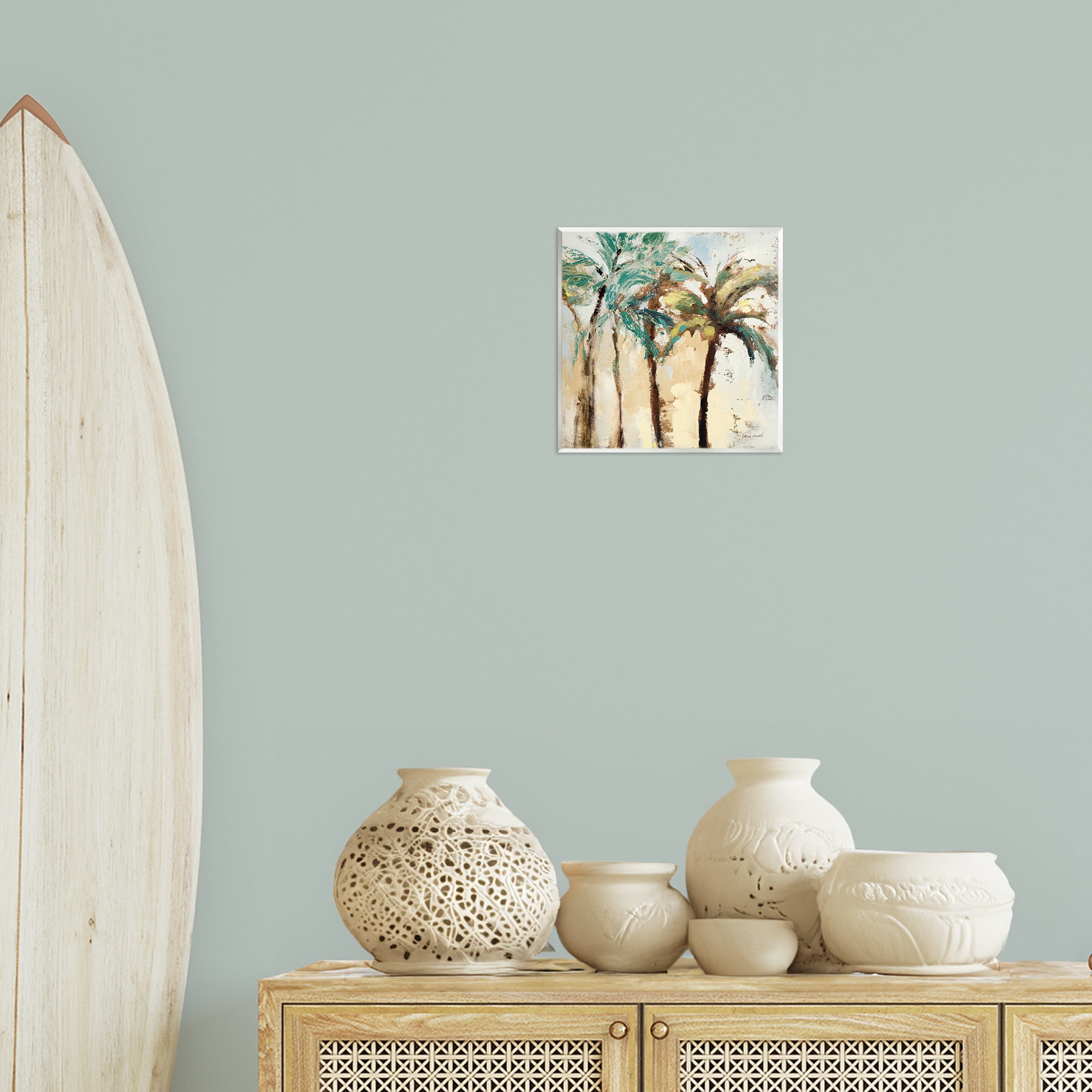 Stupell Industries Rustic Brushed Palm Trees Botanical & Floral Painting Unframed Art Print Wall Art, 12 x 12