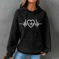 thumbnail image 2 of Pxxlle Womens Waffle Knit Hoodie Trendy Heart Graphic Hoodies Casual Loose Long Sleeve Hooded Sweatshirts Fall Drawstring Sweatshirt with Pockets Black XL, 2 of 5
