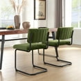 thumbnail image 3 of ONEVOG Velvet Dinning Kitchen Chairs Set of 2, Modern Armless Cantilevered Chairs with Matt Black Metal Legs, Upholstered Dinning Chairs for Kitchen Living Room, Olive Green, 3 of 8