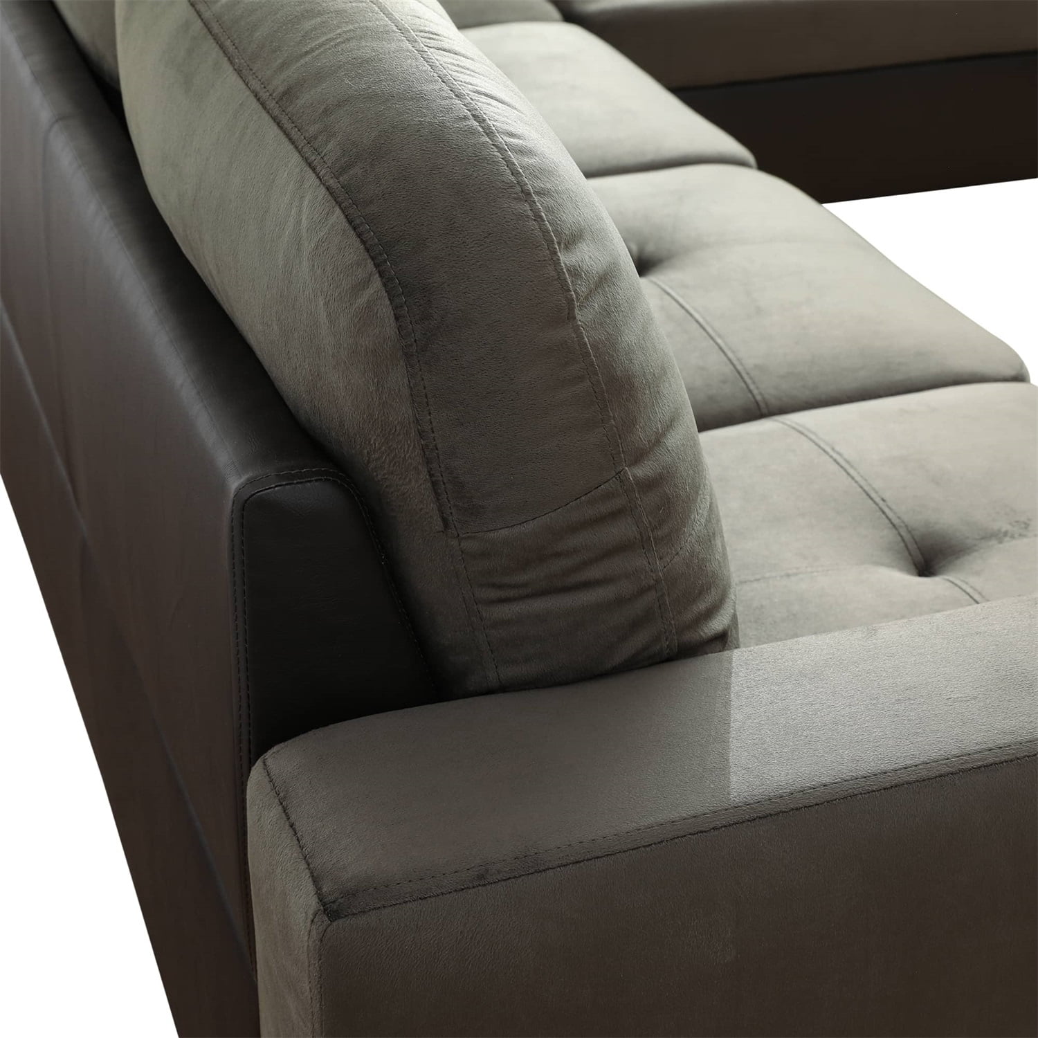 Hommoo Sofa Set, Flannel And PVC 2-Piece Couch Living Room Sofa Set,Taupe