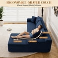 thumbnail image 5 of Aukfa 96" Cloud Sectional Sofa Deep Seat Boneless Couch Modular L-Shaped Couch, Left Chaise Corduroy Sofa for Living Room, Blue, 5 of 8
