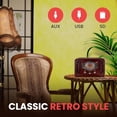 thumbnail image 3 of Pyle Retro Wireless Bluetooth Radio Speaker - Sistema receptor de sonido de audio de estilo clásico vintage con altavoces estéreo incorporados, USB, ranura para tarjeta SD, AUX, RCA, MP3, sintonizador, 3 of 5