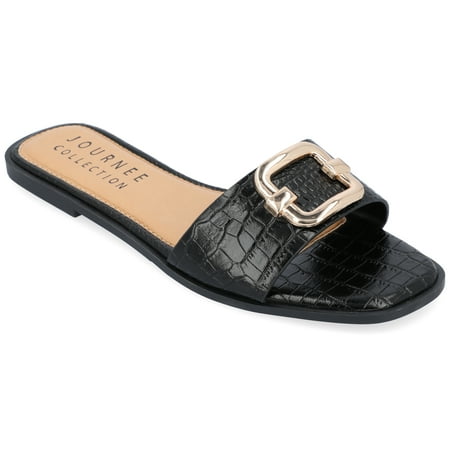 

Journee Collection Womens Joarie Tru Comfort Foam Slip On Croco Slide Sandals