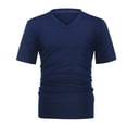thumbnail image 5 of Mens Shirts Summer V-Neck Pocket Striped Pattern Casual Fashion Lapel Short Sleeve Shirt, 5 of 9
