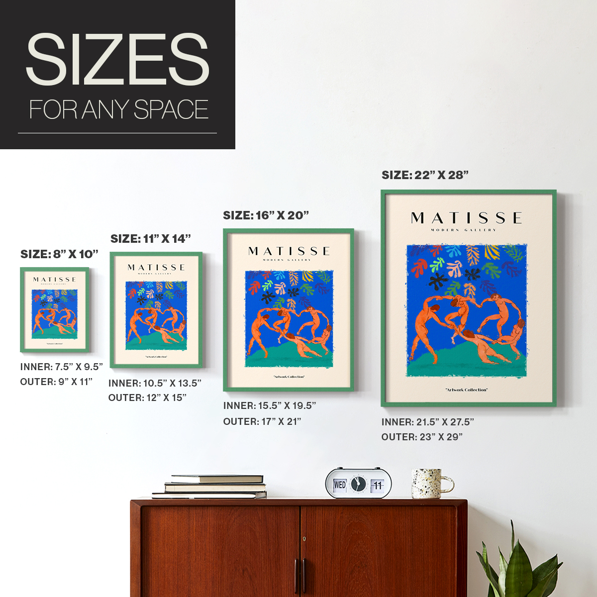 Matisse CX Framed Print in Green Solid Wood 8 x 10 Framed Print