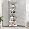 thumbnail image 4 of LoLado 6 Tier Shelf Corner Wire Shelf Rack Adjustable Metal Heavy Duty Free Standing Corner Storage Display Chrome Rack for Bathroom, Living Room, Kitchen - Black, 4 of 10