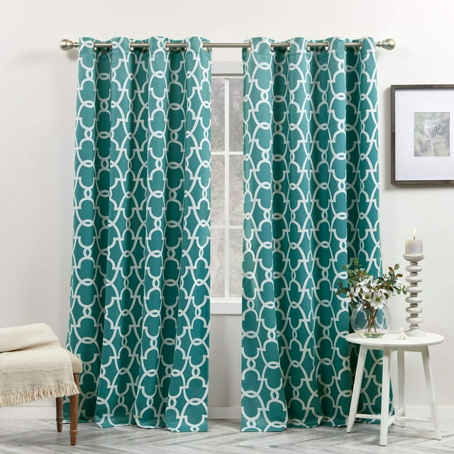 Exclusive Home Curtains Gates - Cortinas térmicas opacas de satén para ventana, par con ojales en la parte superior, 52 x 96, color verde azulado, 2 unidades