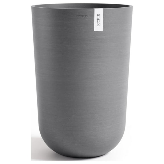 Ecopots Oslo High Durable Modern Round Indoor/Outdoor Recycled Based Composite Flower Pot Planter, Grey, 20.5"