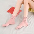 thumbnail image 2 of Yuanlong Womens Crew Socks Scalloped Elegant Ribbed Stockings Solid Color Daily Classic Hosiery, 2 of 4