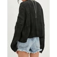 thumbnail image 2 of Women'S Long Sleeve Open Front Cable Knit Crop Cardigan V Neck Button Sweaters with Pockets Black S, 2 of 3