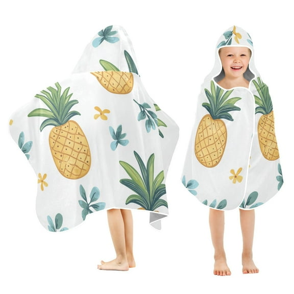 Yayeee Kids Hooded Towels Toddler Soft Absorbent Beach Bathing Wrap 50" x 23.5", Pineapple