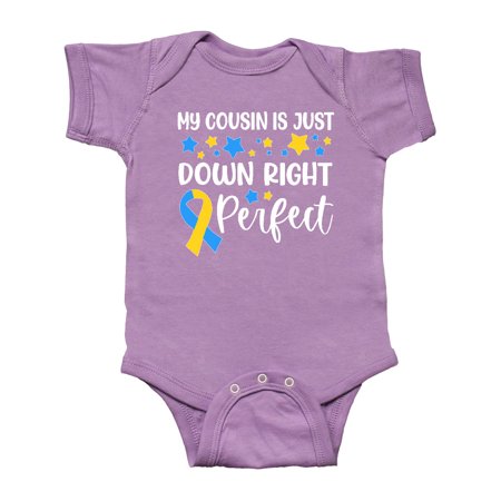 

Inktastic My Cousin Is Just Down Right Perfect- Down Syndrome Awareness Ribbon Gift Baby Boy or Baby Girl Bodysuit