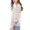 thumbnail image 5 of Allegra K Women's 3/4 Sleeves Ruffle Mock Neck Sheer Lace Tops, 5 of 7