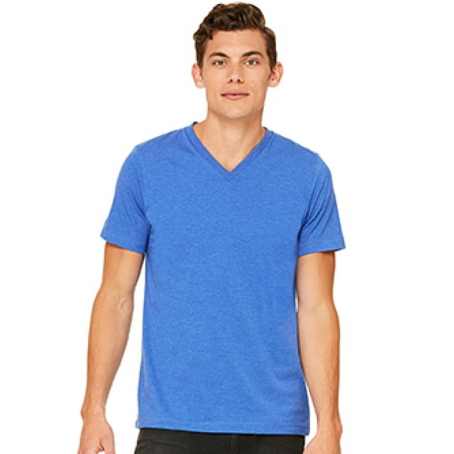 Camiseta unisex Bella + Lienzo CVC Jersey con cuello en V HTHR TRUE ROYAL XL 3005CVC
