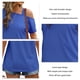thumbnail image 5 of Camiseta con hombros descubiertos para mujer, Top informal de verano tipo suelto a la moda para uso diario, azul L, 5 of 6
