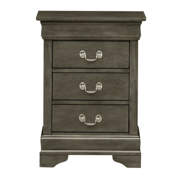 Louis Philippe 3-Drawer Gray Nightstand (29 in. H x 16 in. W x 21 in. D)