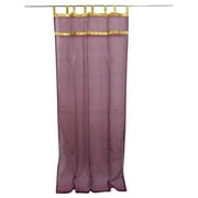 Mogul 2 Curtains Sheer Self Design Purple Golden Tabs Window Treatment (Length:84")