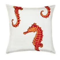 Greendale Home Fashions 20" x 20" Orange Seahorse Cotton Canvas Decorative Pillow