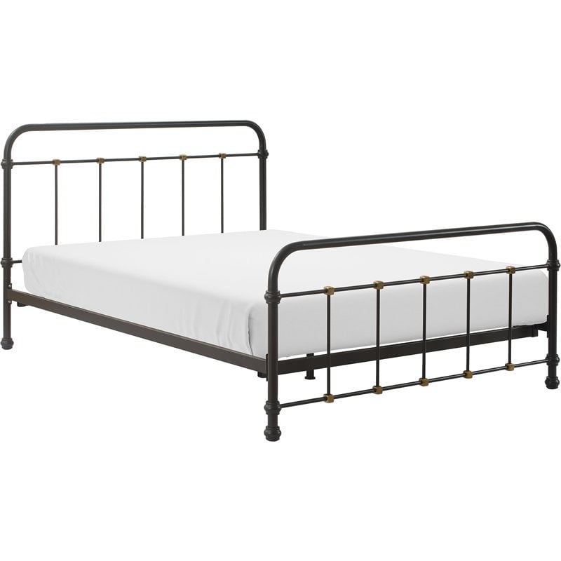 Elle Decor Renaud Parisian Metal Queen Bed Frame in Black