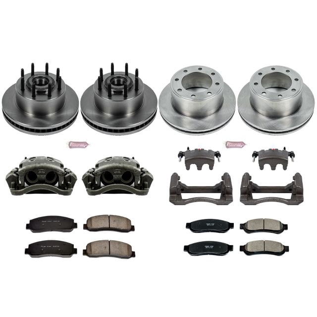 PowerStop Front and Rear Stock Replacement Brake Pad and Rotor Kit with Calipers Fits: FORD Select Models KCOE5587