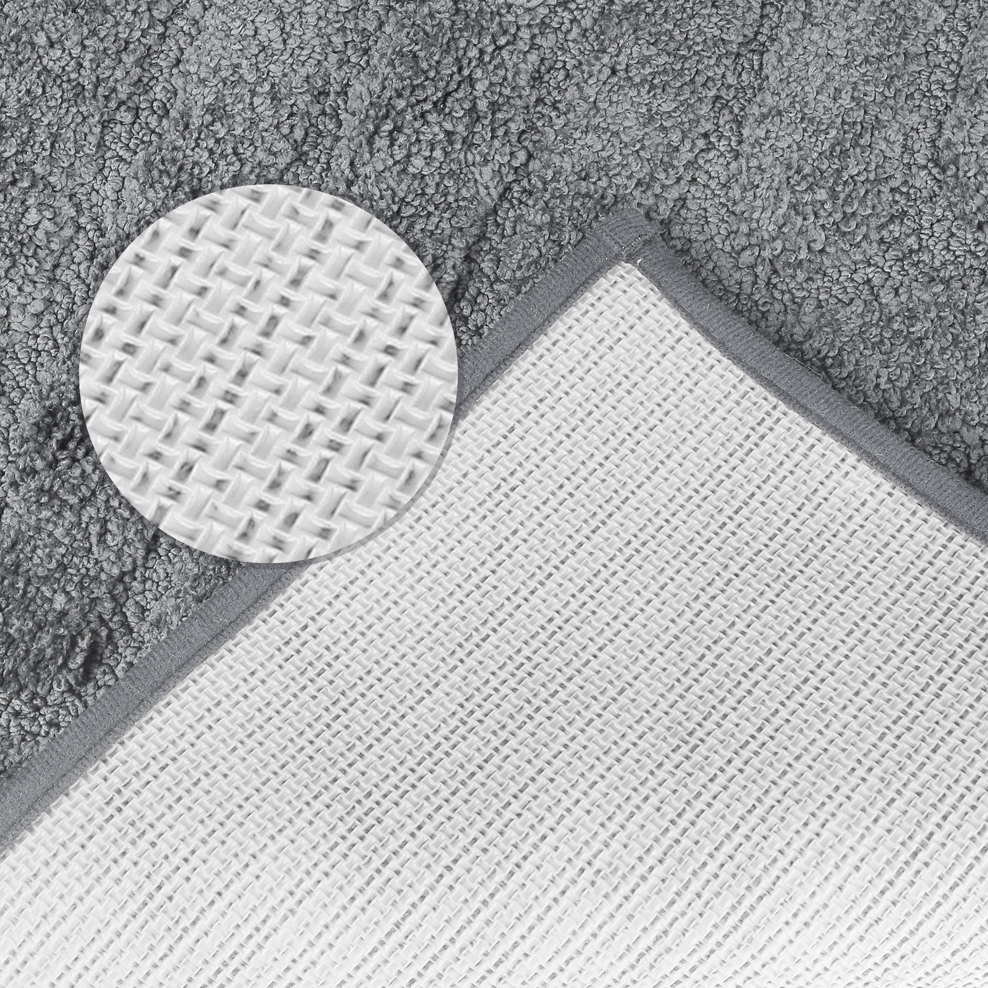 Unique Bargains Bathroom Rugs Non Slip Bath Mat Geometric Soft Mat Washable Carpet Dark Gray 20*32in