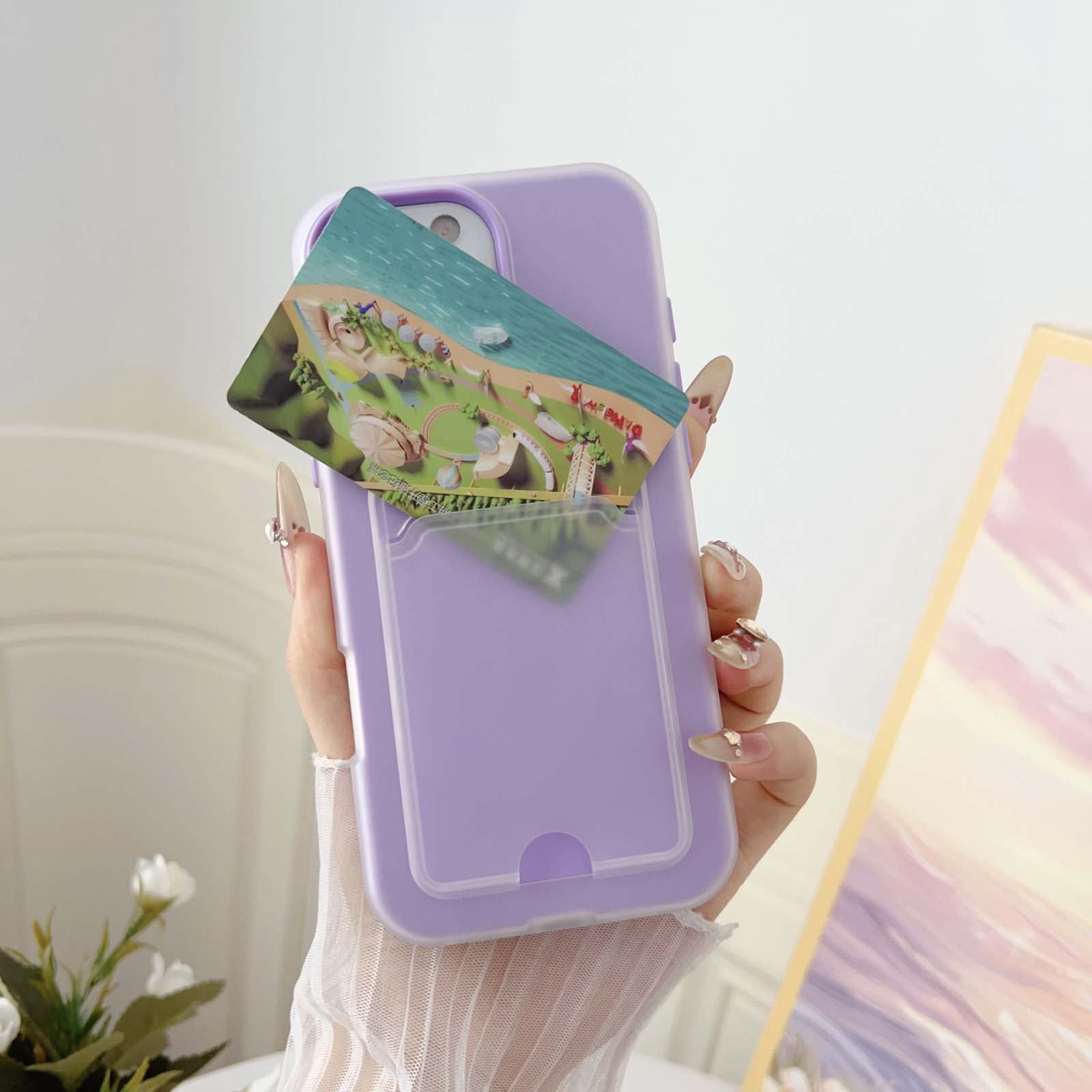 for iPhone 11 Pro Max Case with Credit Card Slot, Hybrid TPU+PC